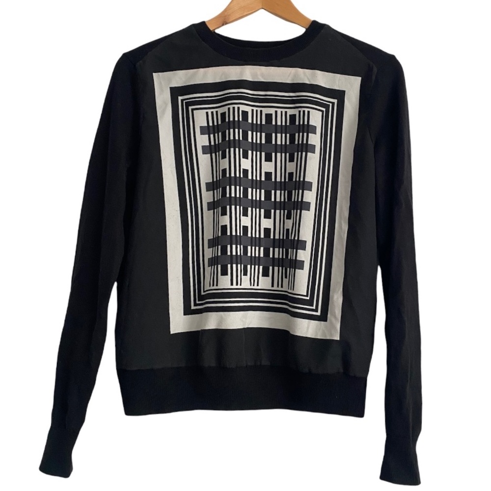 H&M TREND Wool Blend Geometric Design Black Sweater Size US 8